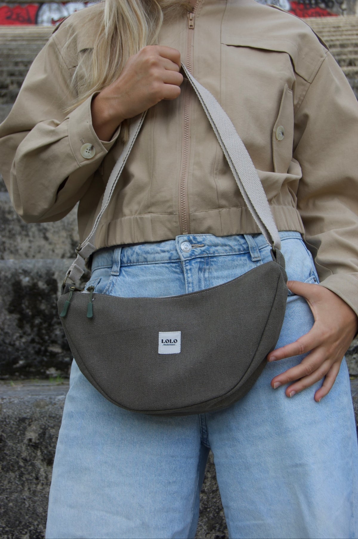 Bolso moon verde jaspeado