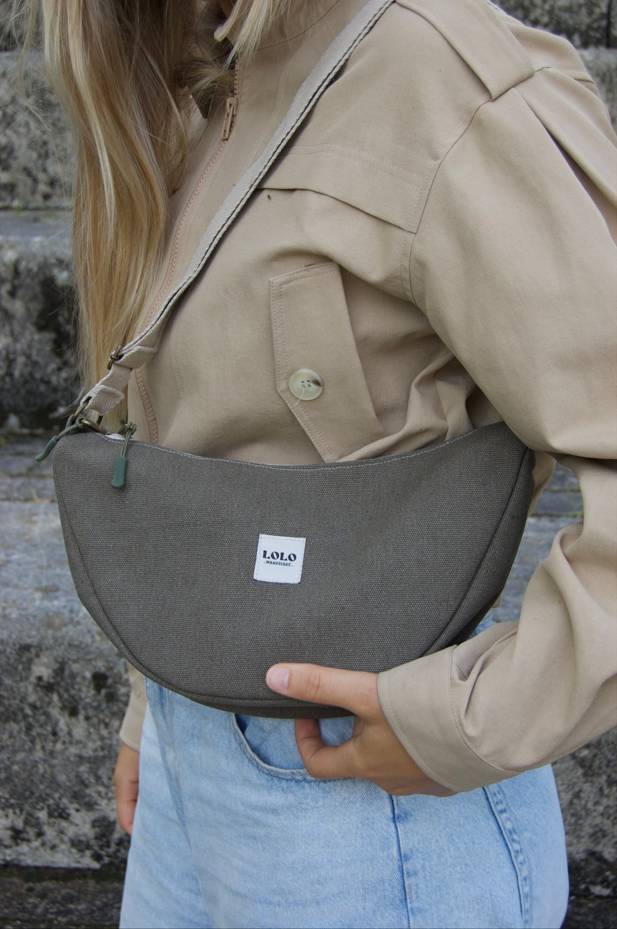 Bolso moon verde jaspeado