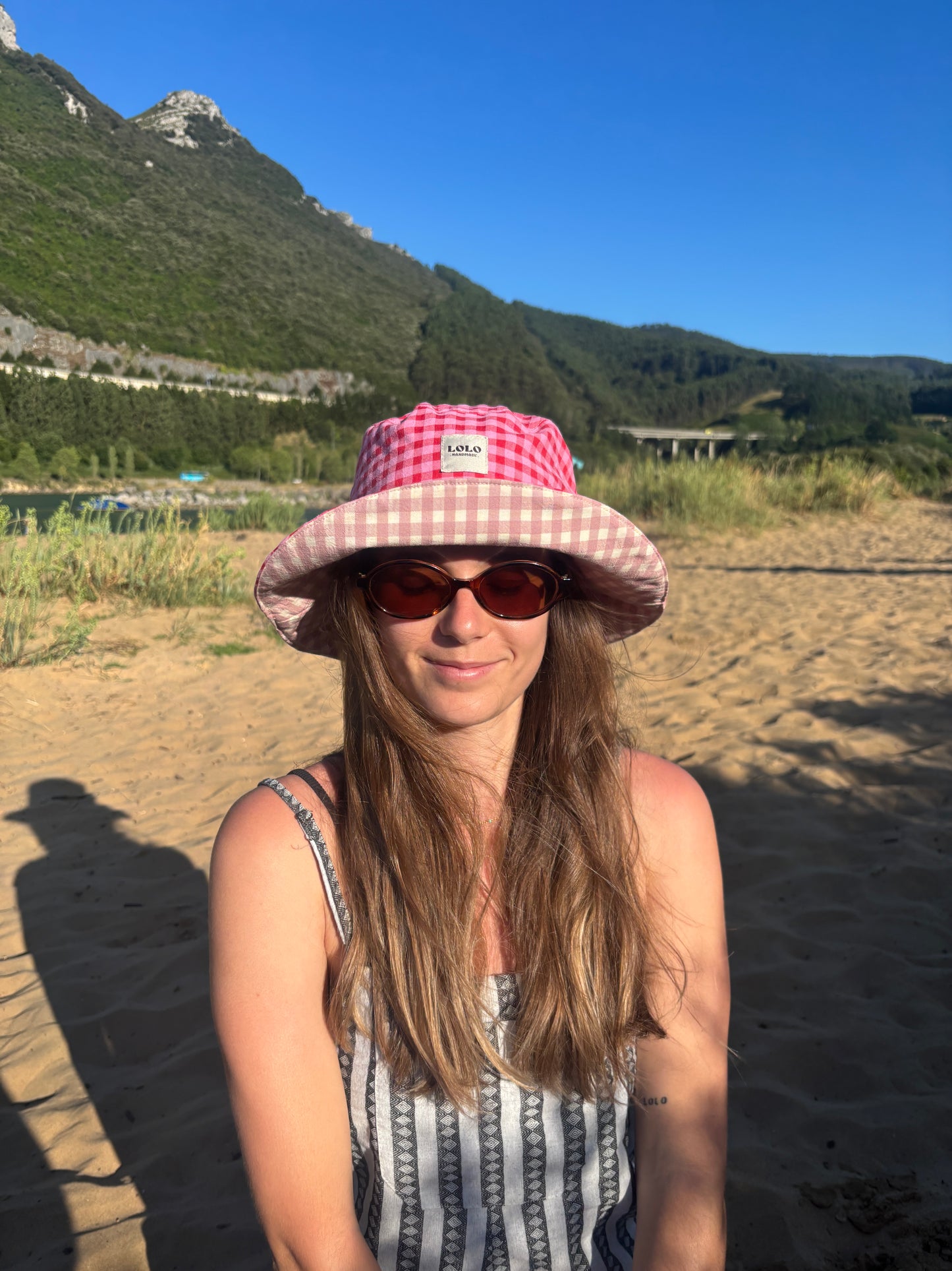 Bucket hat vichy rosa