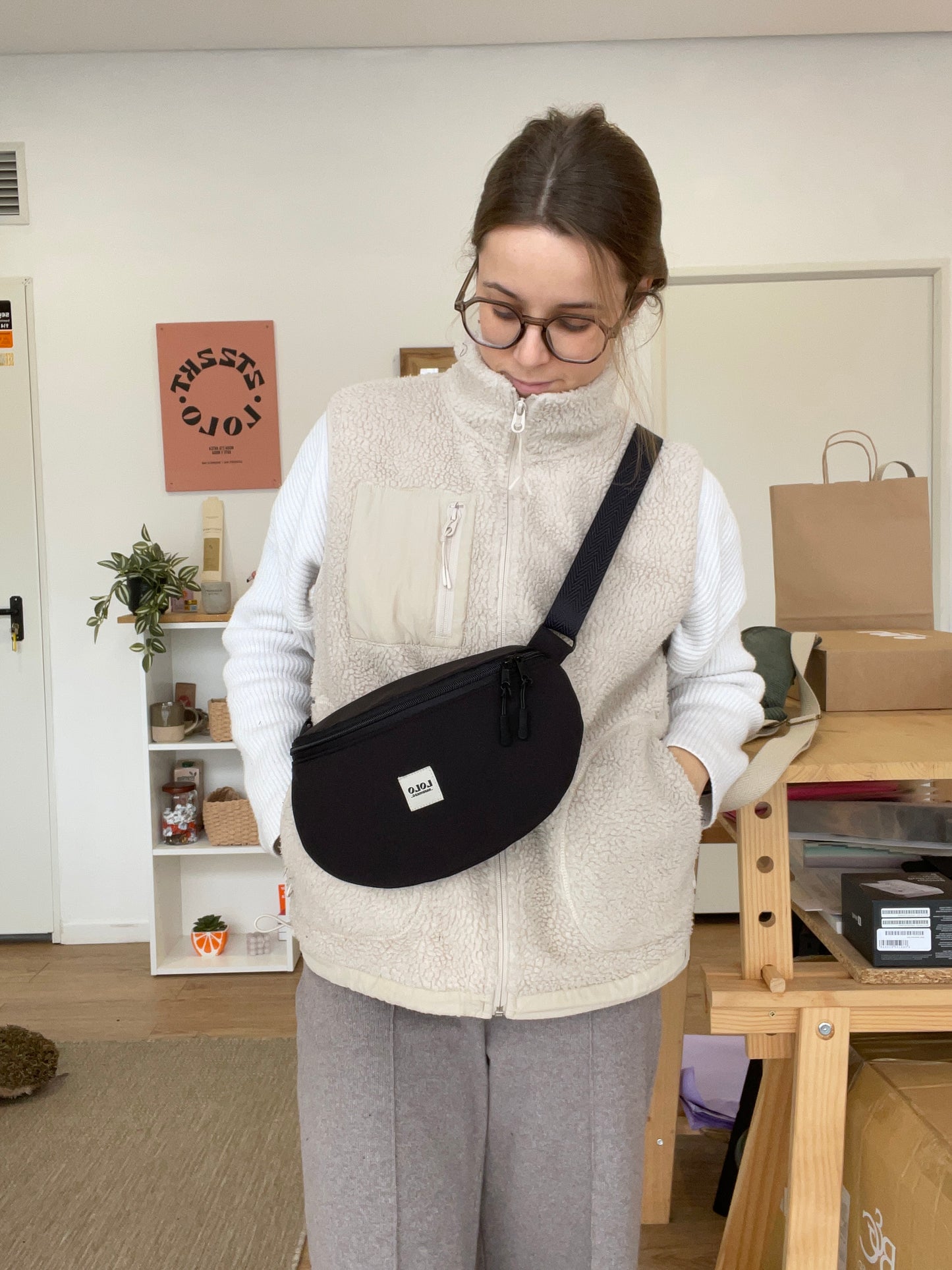 Riñonera XL negro softshell