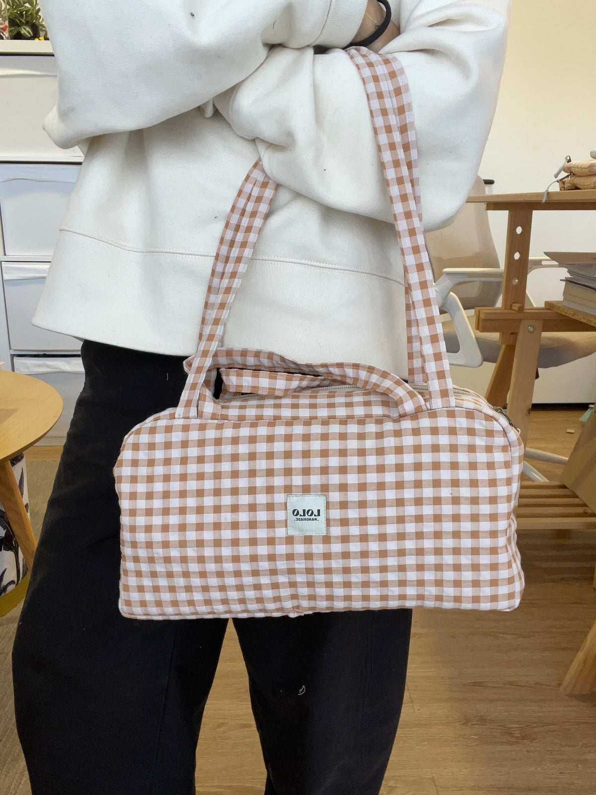 Bolso hombro vichy marrón